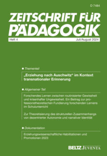 Zum Artikel "Thementeil ‚Erziehung nach Auschwitz im Kontext transnationaler Erinnerung‘ in der Zeitschrift für Pädagogik"
