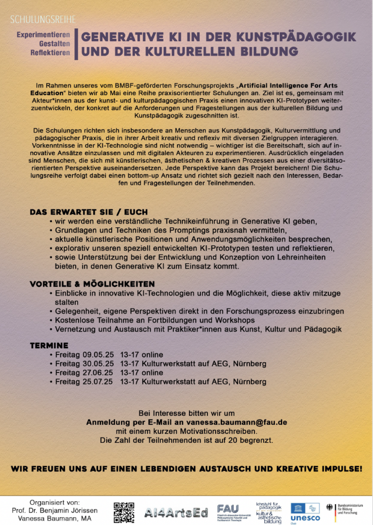 Experimentieren – Gestalten – Reflektieren: Generative KI in der Kunstpädagogik und der Kulturellen Bildung