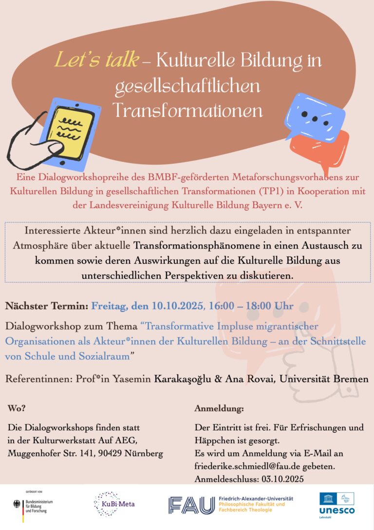 Vortragsreihe „Let’s talk – Kulturelle Bildung in gesellschaftlichen Transformationen“